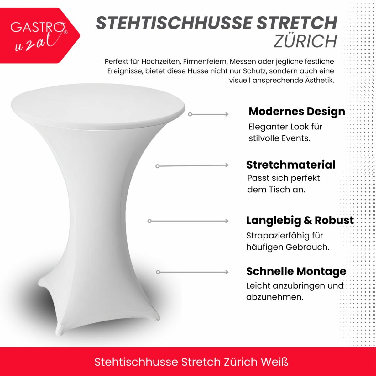 Stehtischhusse Stretch Zürich Weiß